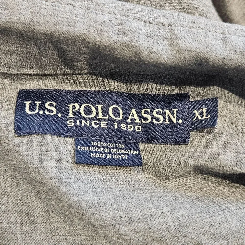 US Polo Assn Men's Gray Long Sleeve Button Down Shirt Size XL